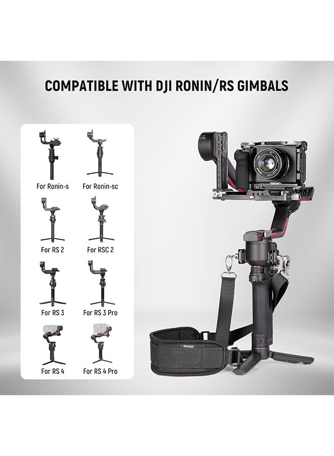 RS4 RS3 Neck Strap with Two NATO Rails  1/4 D Rings for DJI RS4 RS4 Pro RS3 Pro RS2 RSC2 Ronin SC Gimbal Stabilizer, 5.9ft/180cm Length Adjustable Weight Reducing Shoulder Strap, GA019 - Image 2